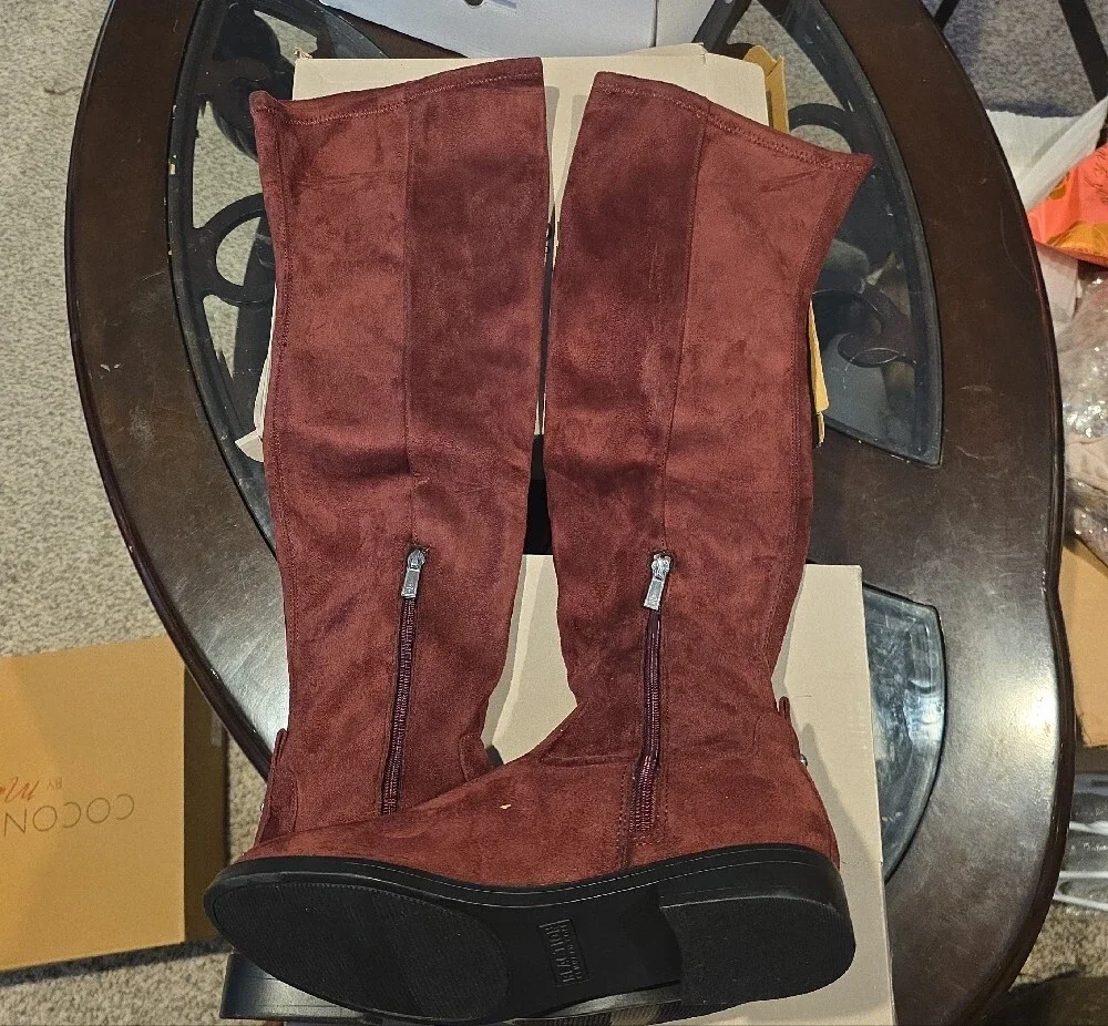 Kenneth Cole Burgundy Over-the-Knee Suede Boots